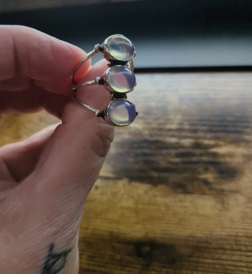Triple Opal Sterling Ring - Opalescent